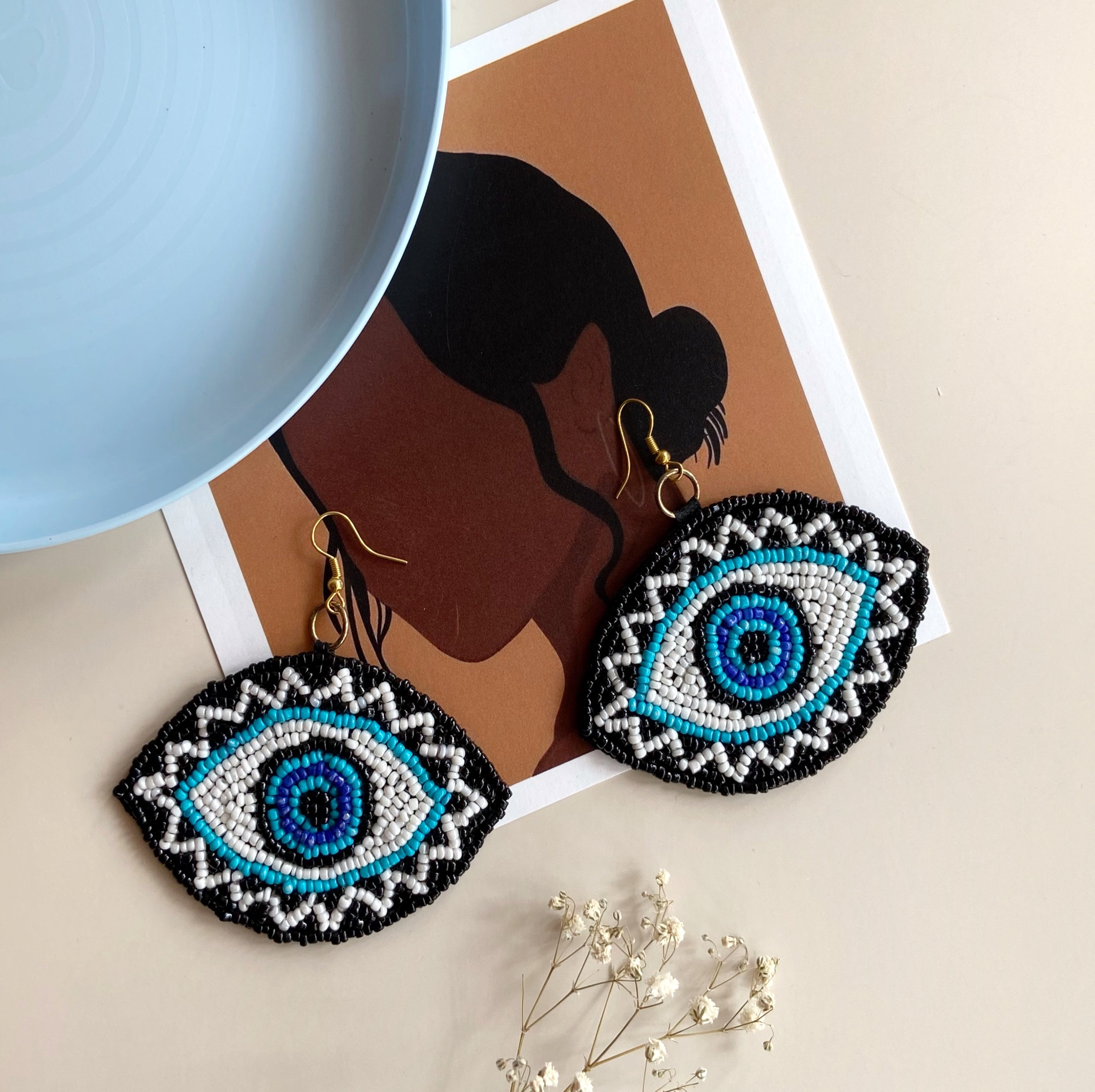 Evil Eye Heart-Shaped Drop Earrings – Blue Hawthorn Boutique